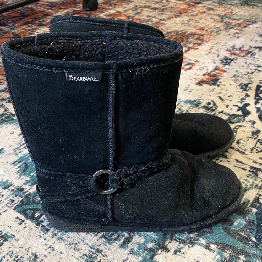 BearPaw Black Suede Ankle Boots